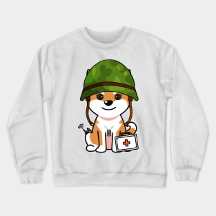 Cute orange dog is an army medic Crewneck Sweatshirt